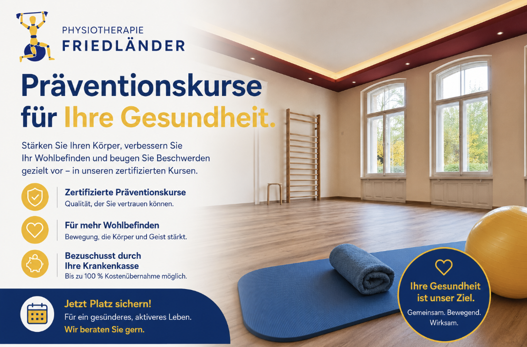 Präventionskurse in der Physiotherapiepraxis Friedländer in Görlitz – von der Krankenkasse bezuschusst